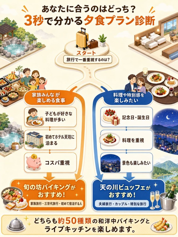 ホテル天坊ビュッフェとバイキングの違い